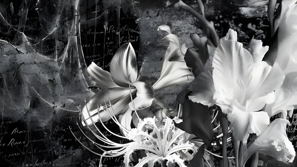 Monochrome floral COREVERSE collection artwork