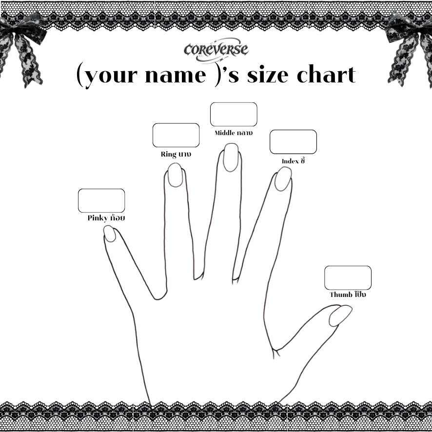 COREVERSE personal nail size chart template
